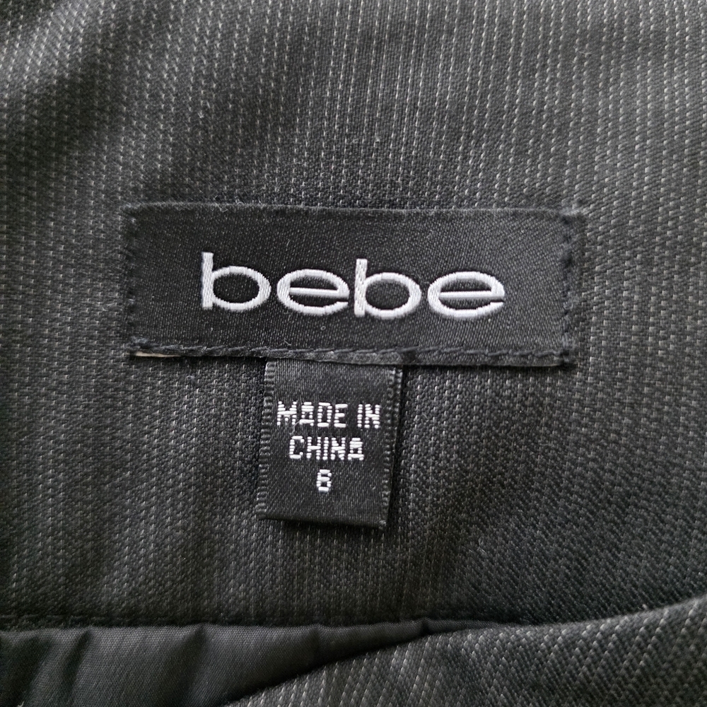 Bebe Black Pinstripe Back Zip Closure Pencil Skirt Size 6 - Picture 5 of 8